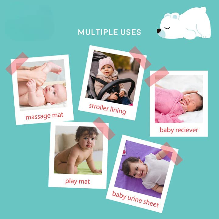 ATOOTFUSION Sleep Baby Dry Sheet for New Born Babies | Infant Waterproof Bed Protector Sheet for Baby, Large Combo, Plum + Sea Green - Image 3