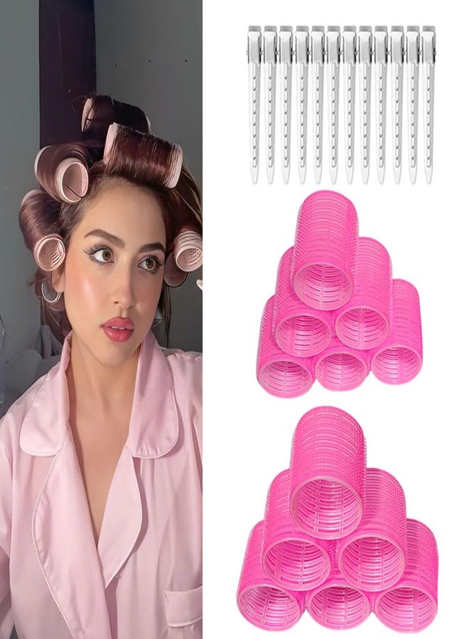 بلوشيا مجموعة بكرات تجعيد الشعر من BLUSHIA، 12 قطعة، تتضمن 6 بكرات كبيرة و6 بكرات متوسطة، بالإضافة إلى 12 مشبكًا من الفولاذ المقاوم للصدأ على شكل منقار البط للشعر الطويل والمتوسط. - Image 2