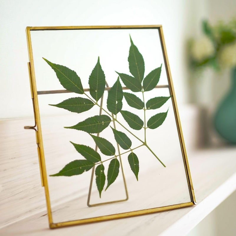BEHOMA Vintage Style Brass Glass Metal Floating Picture Frame with Locket Closure Vertical Best Gift for home decor Birthday Anniversary Valentines day Mothers Day 6x8 Vertical Antique Gold - Image 1