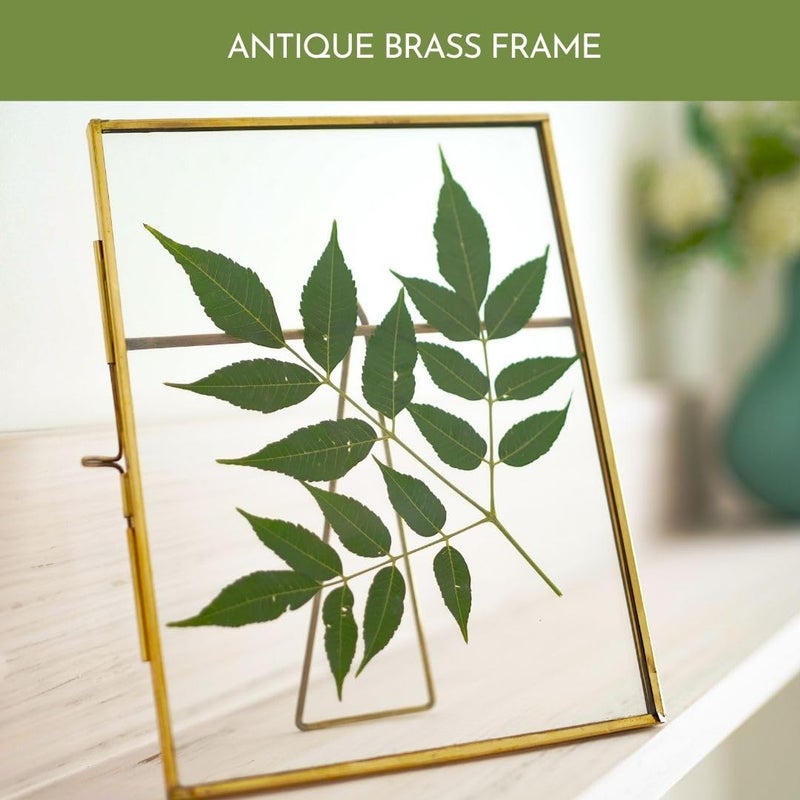 BEHOMA Vintage Style Brass Glass Metal Floating Picture Frame with Locket Closure Vertical Best Gift for home decor Birthday Anniversary Valentines day Mothers Day 6x8 Vertical Antique Gold - Image 3