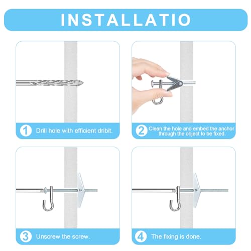 Aovchei 50 Pcs 1/8 Inch Toggle Bolts for Drywall, Heavy Duty Metal Drywall Anchors Kit, Dry Wall Anchors and Screws Kit, Butterfly Anchors for Ceiling, Sheetrock, Hollow Wall - Image 4