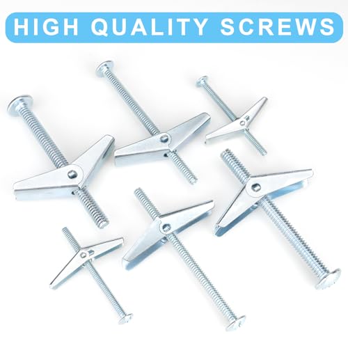 Aovchei 50 Pcs 1/8 Inch Toggle Bolts for Drywall, Heavy Duty Metal Drywall Anchors Kit, Dry Wall Anchors and Screws Kit, Butterfly Anchors for Ceiling, Sheetrock, Hollow Wall - Image 5