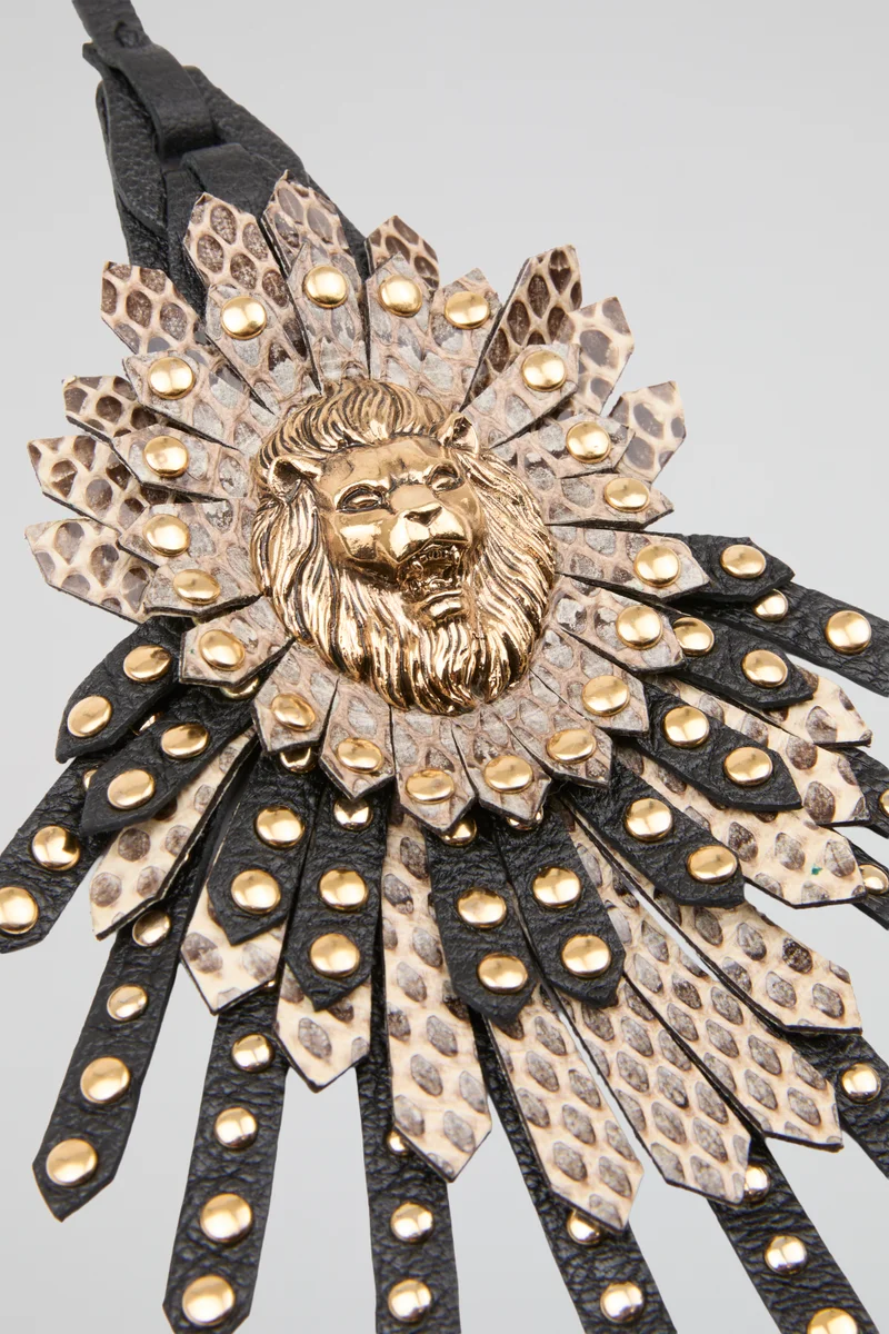 روبرتو كافالي Roberto Cavalli Black Lion Head Bag Charm