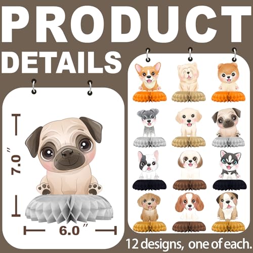 BonBeeDesign 12 Pack Puppy Table Decorations Puppy Party Decorations for Kids Birthday and Baby Shower Puppy Table Toppers - Image 5