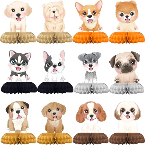 BonBeeDesign 12 Pack Puppy Table Decorations Puppy Party Decorations for Kids Birthday and Baby Shower Puppy Table Toppers - Image 1