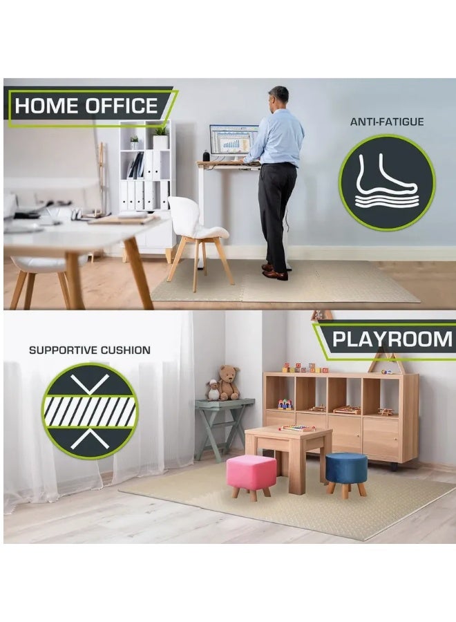 مجموعة أرضيات غرفة الأطفال - سجادات أرضية متشابكة من إسفنج EVA الناعم، ناعمة، غير قابلة للانزلاق، مقاومة للماء، سهلة التنظيف، رائعة لغرفة النوم وغرفة المعيشة والاستخدام الخارجي - Image 4