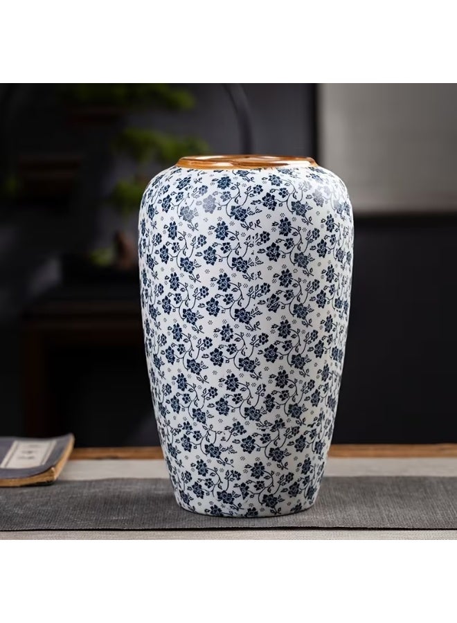 erorex Elegant Blue and White Floral Ceramic Vase - Vintage Design with Golden Accents - Perfect for Home, Dining Table, Restaurant, Wedding, or Gift Decor, Gift Item | Floral Pattern Vase | Crafted Vase, Vases Home Deco - Image 1