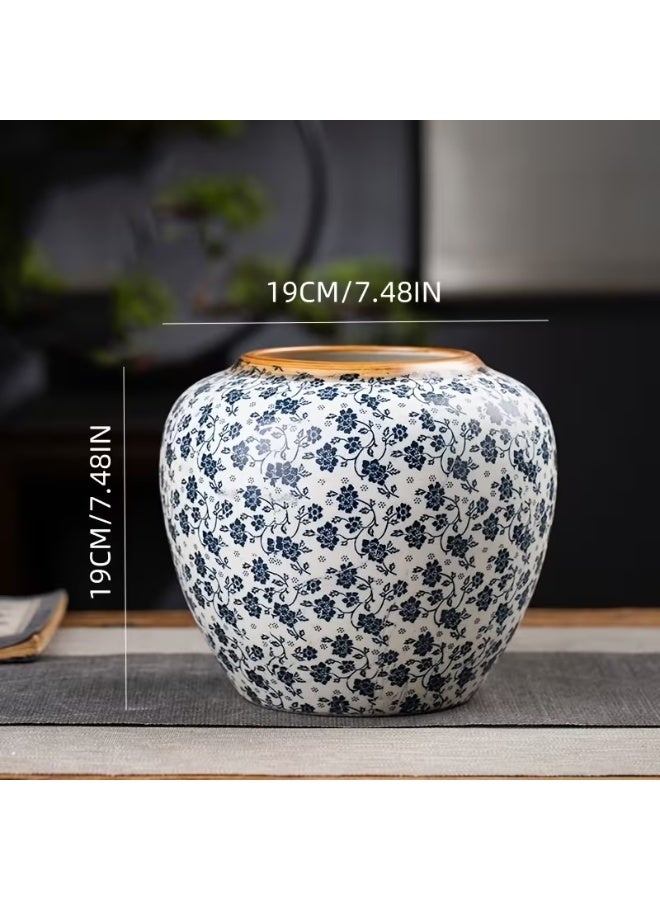 erorex Elegant Blue and White Floral Ceramic Vase - Vintage Design with Golden Accents - Perfect for Home, Dining Table, Restaurant, Wedding, or Gift Decor, Gift Item | Floral Pattern Vase | Crafted Vase, Vases Home Deco - Image 4