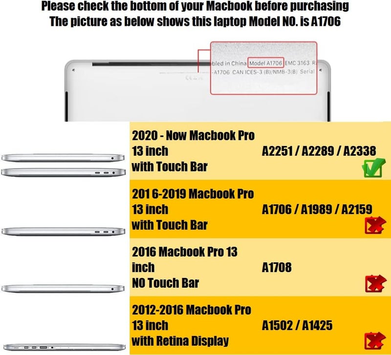 سيفن لاين متوافق مع حافظة MacBook Pro 13 بوصة 2023 2022 2021 2020 غطاء صلب لـ MacBook Pro 13 بوصة M1/M2 A2338/A2251/A2289 مع Touch Bar مع غطاء واقي للوحة المفاتيح، أزرق سيرينيتي - Image 3