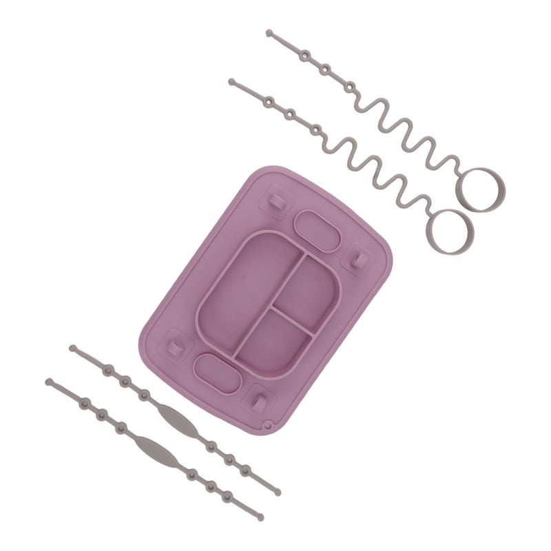 Silicone Suction Placemat: Purple Large Size - 4 Strong Suction Cups Slip Resistant Kids Silicone Placemat With 4 Toy Tethers for Toddlers Self Feeding Training - Image 5