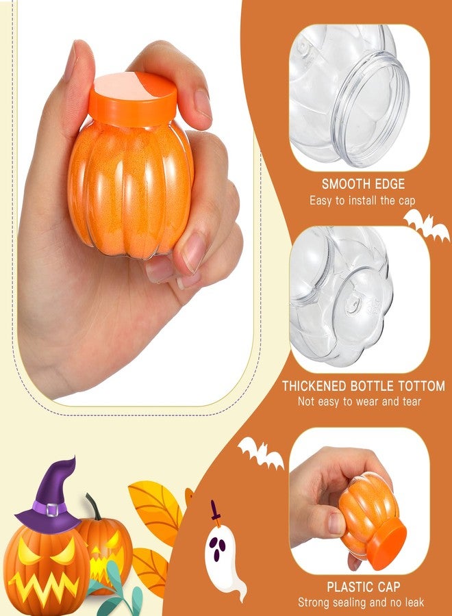 Hsei 50 Pcs Potion Bottles and 5 Small Funnels Round Glass Clear Potion Jars for Liquor Halloween Decoration DIY Art Crafts Gift Sand Art, Without Sand(Pumpkin) - Image 3