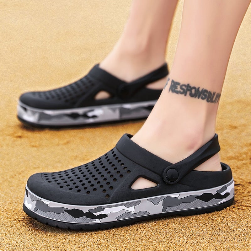 0916 Summer Camouflage Croc Shoes Outdoor Men'S Sandals Baotou Hollow Large Size Beach Slippers For Men - Image 5