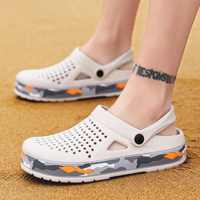 0916 Summer Camouflage Croc Shoes Outdoor Men'S Sandals Baotou Hollow Large Size Beach Slippers For Men - Image 2