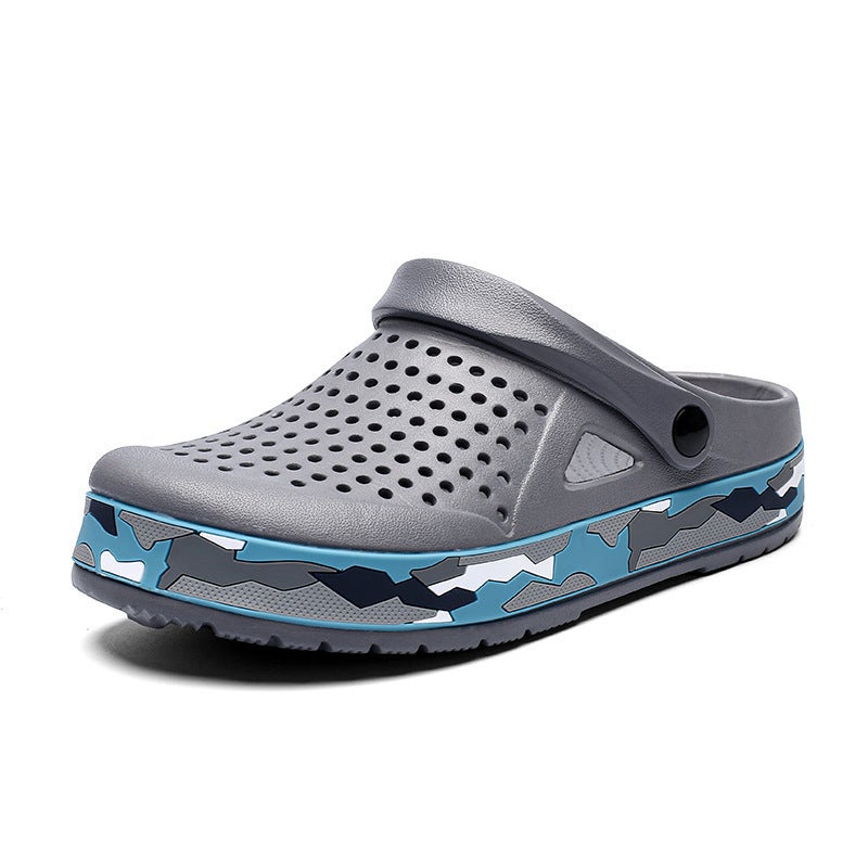 0916 Summer Camouflage Croc Shoes Outdoor Men'S Sandals Baotou Hollow Large Size Beach Slippers For Men - Image 1