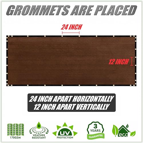 ColourTree 5' x 50' Brown Fence Privacy Screen Windscreen Cover Fabric Shade Tarp Netting Mesh Cloth - Commercial Grade 170 GSM & Cable Zip Ties Included - We Make Custom Size - Image 4