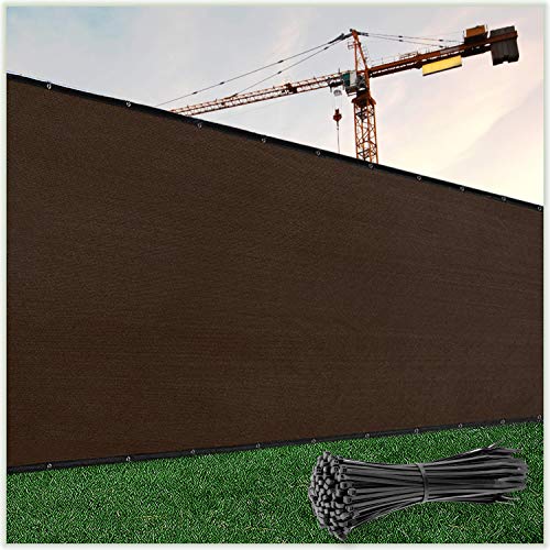 ColourTree 5' x 50' Brown Fence Privacy Screen Windscreen Cover Fabric Shade Tarp Netting Mesh Cloth - Commercial Grade 170 GSM & Cable Zip Ties Included - We Make Custom Size - Image 1