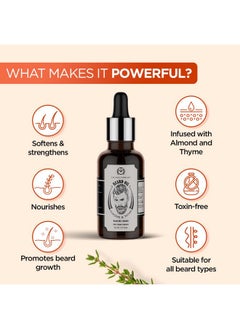 The Man Company 100% Natural Beard Oil - 50 Ml With Almond & Thyme For Faster, Thicker & Longer Beard | Best Beard Growth Oil For Men, Nourishes & Strengthens Uneven Patchy Beard  - Image 4