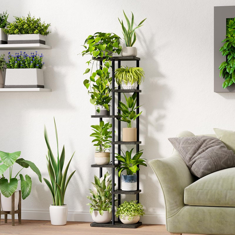 Bamworld Tall Plant Stand Indoor, Corner 7 Tier Metal Plant Shelf for Multiple Plants, Tiered Flower Pot Stands for Patio Garden Balcony Living Room Bedroom, Black - Image 3