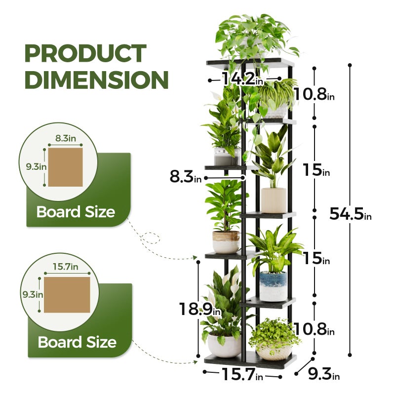 Bamworld Tall Plant Stand Indoor, Corner 7 Tier Metal Plant Shelf for Multiple Plants, Tiered Flower Pot Stands for Patio Garden Balcony Living Room Bedroom, Black - Image 4