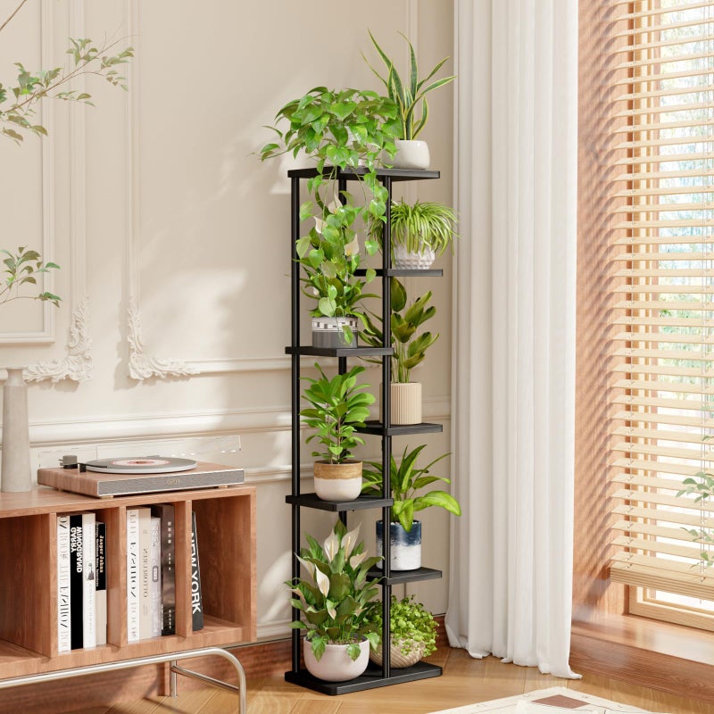 Bamworld Tall Plant Stand Indoor, Corner 7 Tier Metal Plant Shelf for Multiple Plants, Tiered Flower Pot Stands for Patio Garden Balcony Living Room Bedroom, Black - Image 5