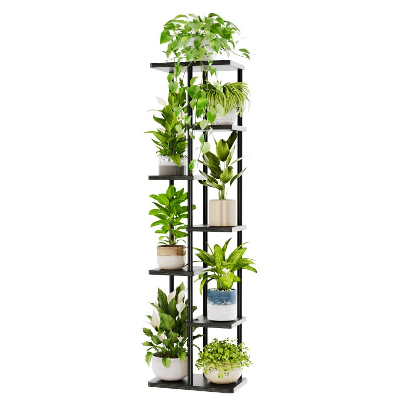 Bamworld Tall Plant Stand Indoor, Corner 7 Tier Metal Plant Shelf for Multiple Plants, Tiered Flower Pot Stands for Patio Garden Balcony Living Room Bedroom, Black - Image 1