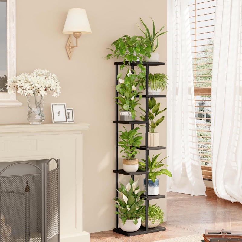 Bamworld Tall Plant Stand Indoor, Corner 7 Tier Metal Plant Shelf for Multiple Plants, Tiered Flower Pot Stands for Patio Garden Balcony Living Room Bedroom, Black - Image 2