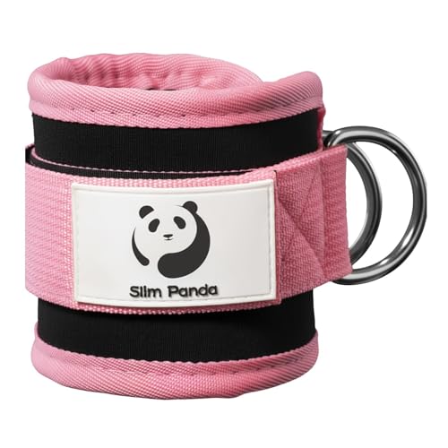 Slim Panda Ankle Strap for Cable Machine,Ankle Cuff for Kickbacks, Booty Hip Abductors,Glute Workouts, Leg Extensions, Curls for Men and Women, Adjustable with Double D-Rings (Single, Pink) - Image 1