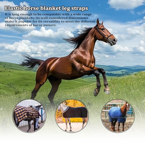 Xanadued 5 Pack Horse Blanket Straps Adjustable Elastic Tail Strap, Stretch Horse Rug Tail Strap with Double Ended Clips - Image 5