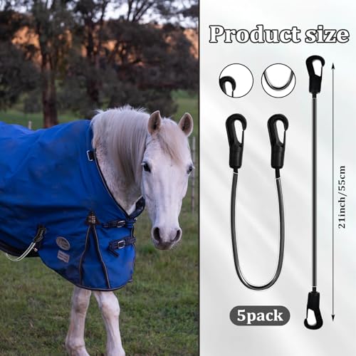 Xanadued 5 Pack Horse Blanket Straps Adjustable Elastic Tail Strap, Stretch Horse Rug Tail Strap with Double Ended Clips - Image 2
