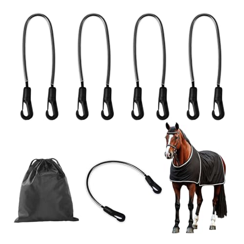Xanadued 5 Pack Horse Blanket Straps Adjustable Elastic Tail Strap, Stretch Horse Rug Tail Strap with Double Ended Clips - Image 1