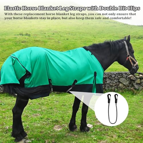Xanadued 5 Pack Horse Blanket Straps Adjustable Elastic Tail Strap, Stretch Horse Rug Tail Strap with Double Ended Clips - Image 4
