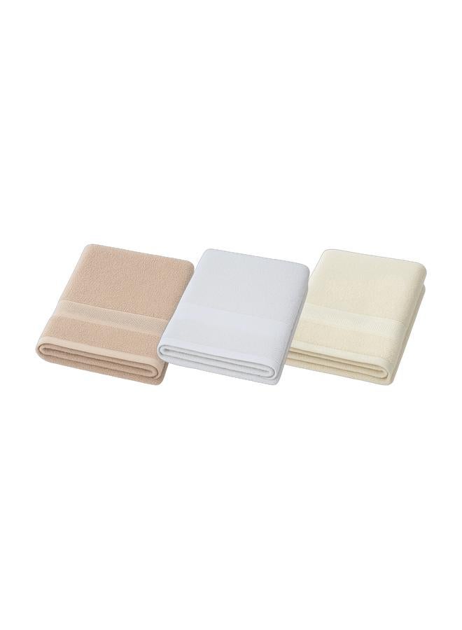 ATEN Homeware 3 Piece Luxury Egyptian Cotton Hand Towel - Ultra Soft Towel 50 x 90 cm - Highly Absorbent, Quick Dry Towel, Suitable for Kids and Adults (White &  Cream & Café) Bundle - Image 1