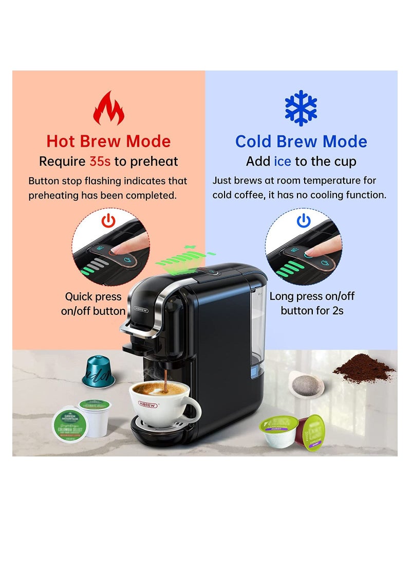 HiBREW - New 5 in 1 Capsule Coffee Machine With 7 Levels Water Volume Adjustment Black - Image 1