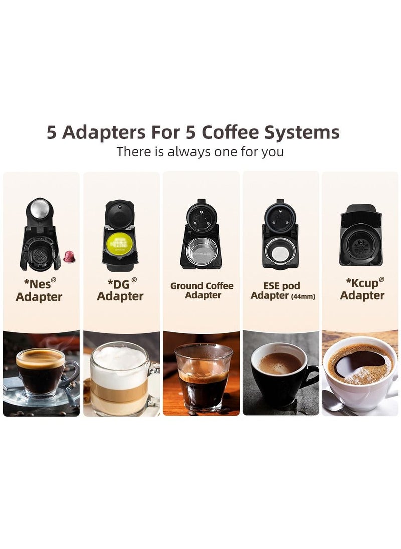 HiBREW - New 5 in 1 Capsule Coffee Machine With 7 Levels Water Volume Adjustment Black - Image 1