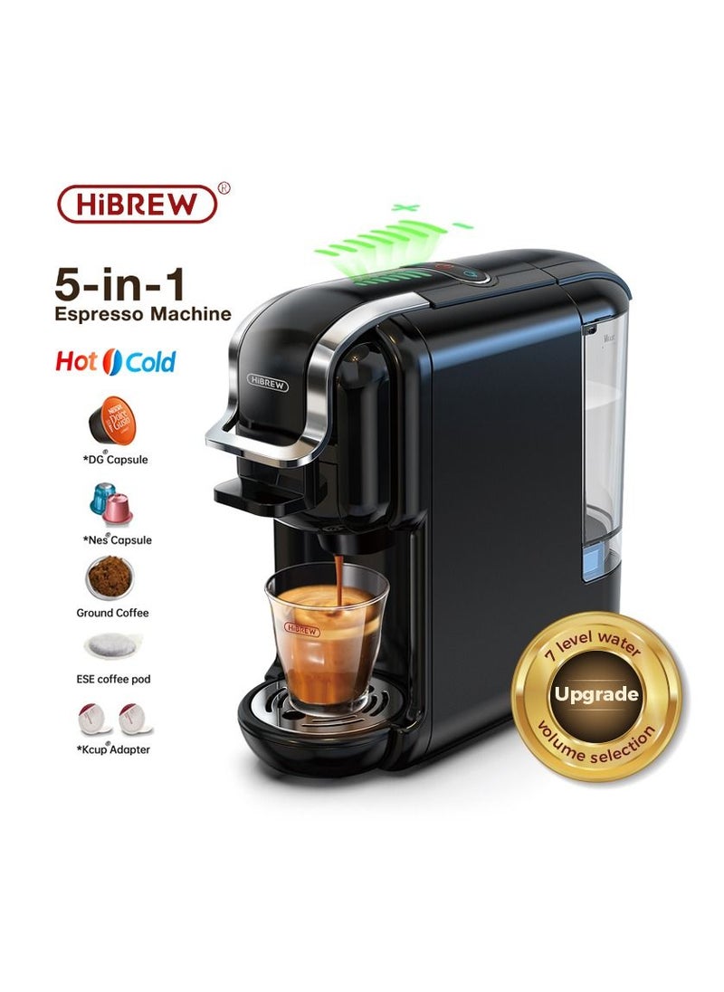 HiBREW - New 5 in 1 Capsule Coffee Machine With 7 Levels Water Volume Adjustment Black - Image 1