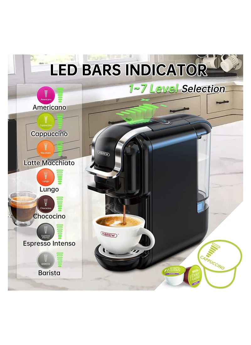 HiBREW - New 5 in 1 Capsule Coffee Machine With 7 Levels Water Volume Adjustment Black - Image 1