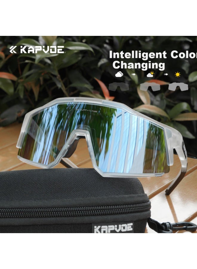 Kapvoe Cycling Gl With Photochromic Lenses, Professional Windproof Gl For Road Bikes, Sports Myopia Gl For Day And Night Use, Suitable For Men And Wome - Image 1