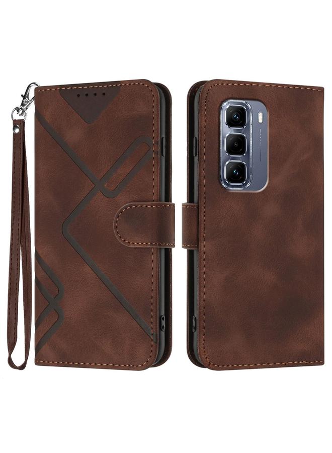 Zaboon Case For Infinix Hot 50 Pro 4G Line Pattern Skin Feel Leather Phone Case - Image 1