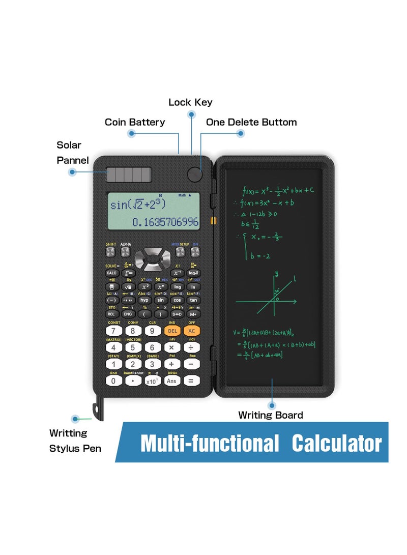 ترقية 991ES بالإضافة إلى آلة حاسبة علمية متعددة العرض 4 أسطر الآلات الحاسبة العلمية مع قابل للمسح LCD الكتابة اللوحي البطارية الشمسية آلة حاسبة سطح المكتب مع المفكرة للمدرسة - Image 2