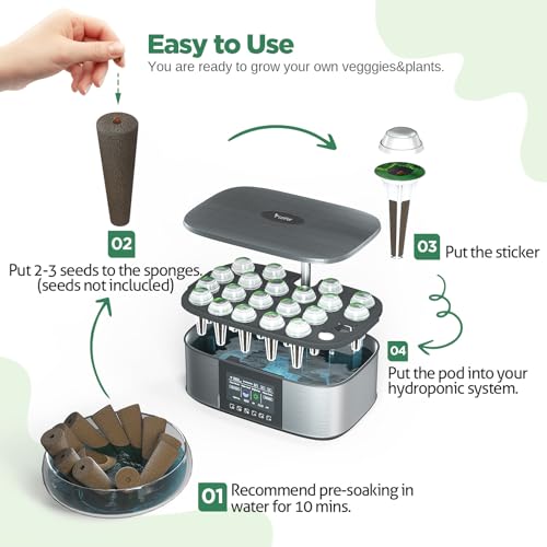 LETPOT 200 Pcs Seed Pod Kits, Replacement Root Growth Sponges Seed Pods, Seed Starter Sponges Kit for Hydroponic Indoor Garden System with 100 Sponges, 100 Stickers - Image 4