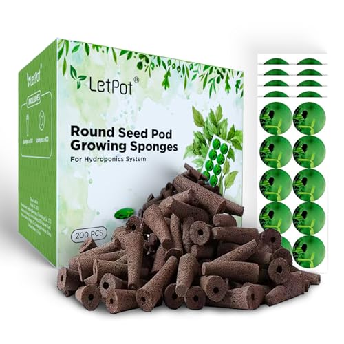 LETPOT 200 Pcs Seed Pod Kits, Replacement Root Growth Sponges Seed Pods, Seed Starter Sponges Kit for Hydroponic Indoor Garden System with 100 Sponges, 100 Stickers - Image 1