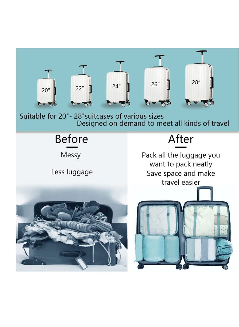 SYOSI Travel Packing Luggage Suitcases Organizers Bag 8 Set, Large Lightweight Waterproof Storage Bag, Carry On Travel Gear Toiletries Cosmetic Clothes Shoe Bag (Blue)  - Image 3