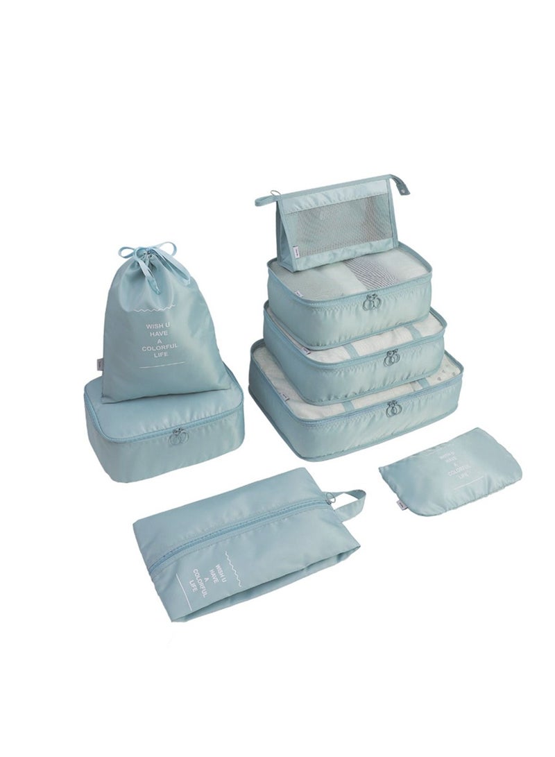 SYOSI Travel Packing Luggage Suitcases Organizers Bag 8 Set, Large Lightweight Waterproof Storage Bag, Carry On Travel Gear Toiletries Cosmetic Clothes Shoe Bag (Blue)  - Image 1