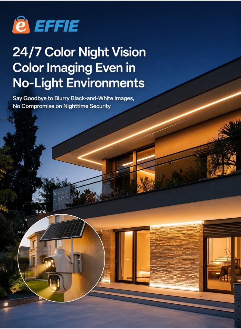 EFFIE A0V 4G Dual Lens Solar Security Camera 10MP AI Human Tracking 12X Hybrid Zoom IP66 Waterproof Color Night Vision Built-in SIM and Own SIM Support TF Card Cloud Storage HiEasy App - Image 4