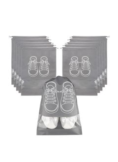 Generic 10PCS Travel Shoe Bags with Rope Large Shoes Storage Organizers Pouch for Men and Women Clear Drawstring Bags, Grey, Stylish Pattern  - Image 1