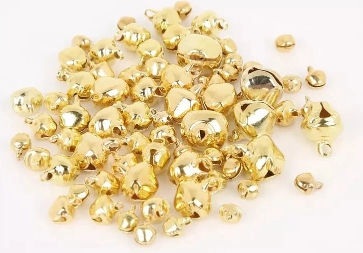 Tineke 50 Pieces 12MM Gold Color Handled Bell, Bell, Rattle, Metal Amigurumi Bell, Jewelry Accessory Making