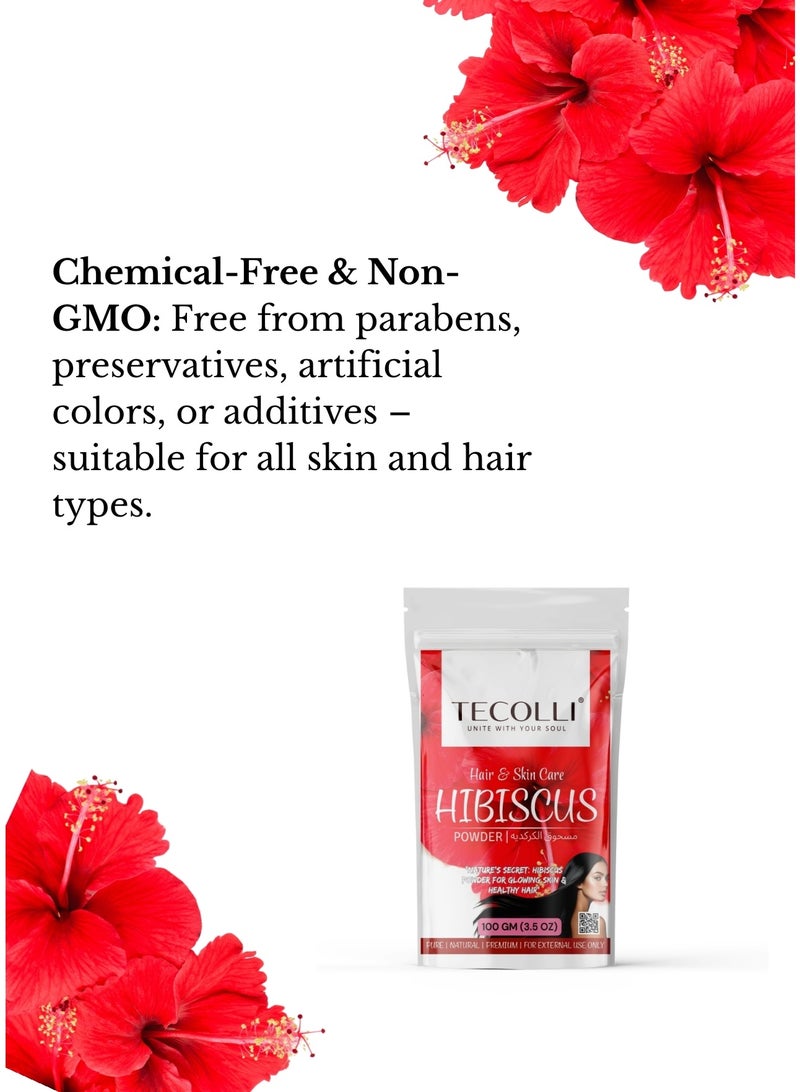 TECOLLI Pure Hibiscus Powder-100g,FOR Hair Growth, Skin Rejuvenation & Anti-Aging Ideal for Hair, Skin & Face Care(External Use Only) - Image 5
