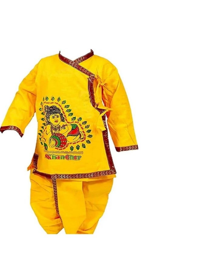 MODERNAZ Cotton Krishna Dress For Kids | Baby Krishna Dress For Janmashtami, Kanha Dress, Krishnaleela Costume, Infant Bal Gopal, Krishna Costume (Yellow Color) (3-4 Years) - Image 2