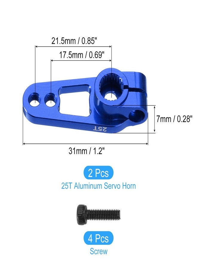 MECCANIXITY Aluminum Alloy 25T Steering Servo Single Sided Blue Arm Horn for DIY RC Car/Boat/Airplane Boat Accessories 2 Pcs - Image 2