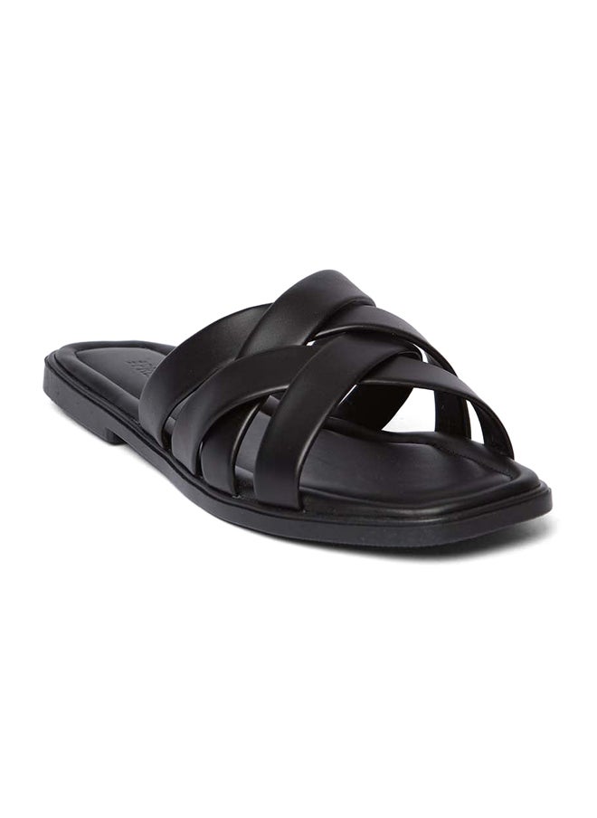 Premoda - Fancy Faux Leather Slip-On Slippers With Peep Toe - Image 1